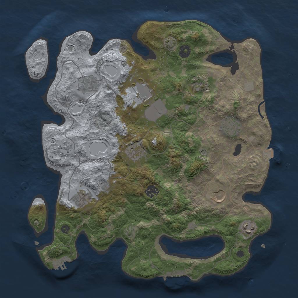 Rust Map: Procedural Map, Size: 3500, Seed: 1261257371, 17 Monuments