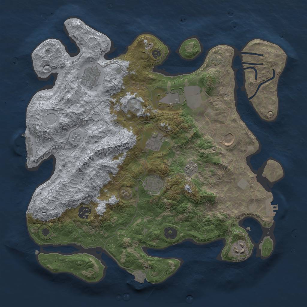 Rust Map: Procedural Map, Size: 3600, Seed: 323357549, 16 Monuments