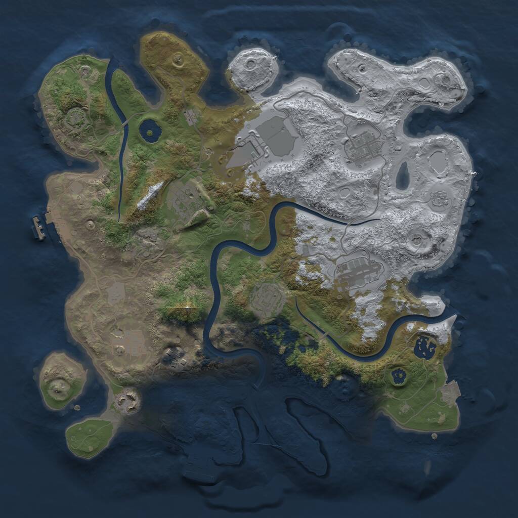 Rust Map: Procedural Map, Size: 3500, Seed: 29165600, 15 Monuments
