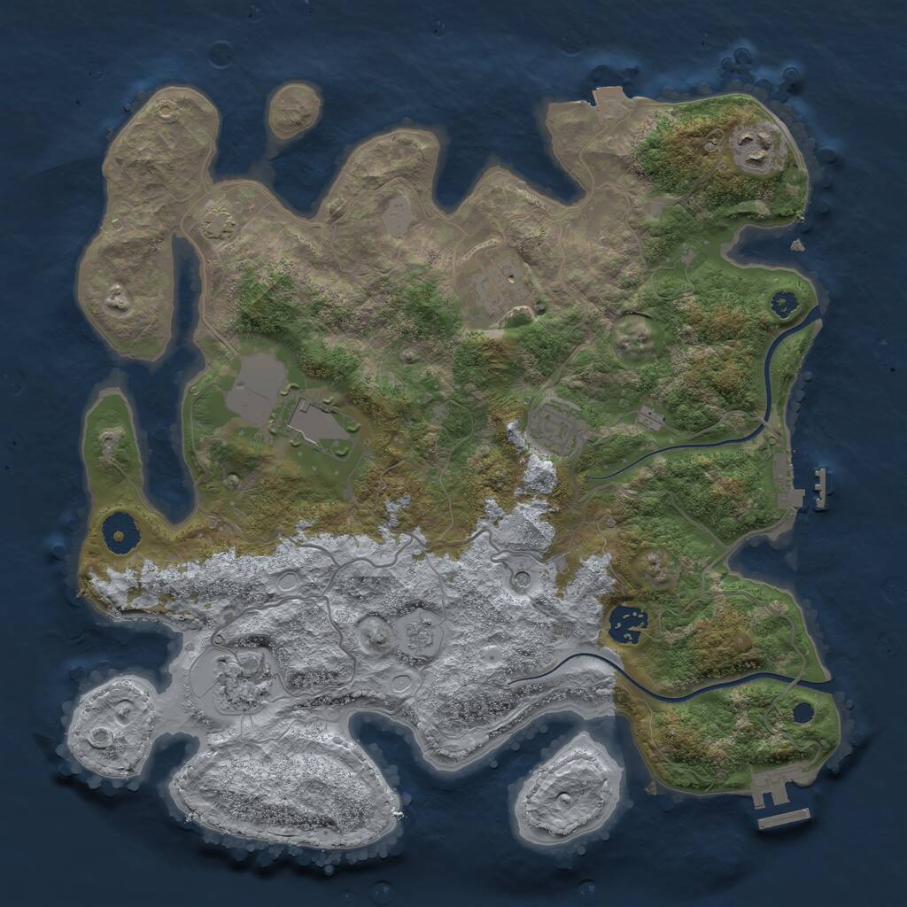 Rust Map: Procedural Map, Size: 3500, Seed: 1793552469, 12 Monuments