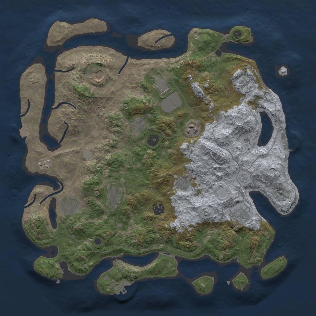 Rust Map: Procedural Map, Size: 4000, Seed: 750503851, 19 Monuments