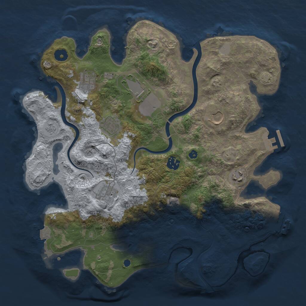 Rust Map: Procedural Map, Size: 3550, Seed: 16581280, 14 Monuments