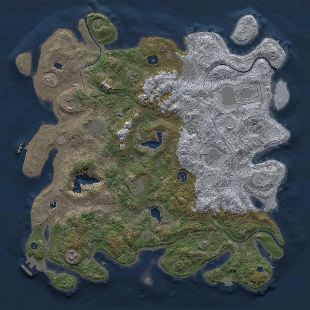 Rust Map: Procedural Map, Size: 4500, Seed: 99995462, 16 Monuments