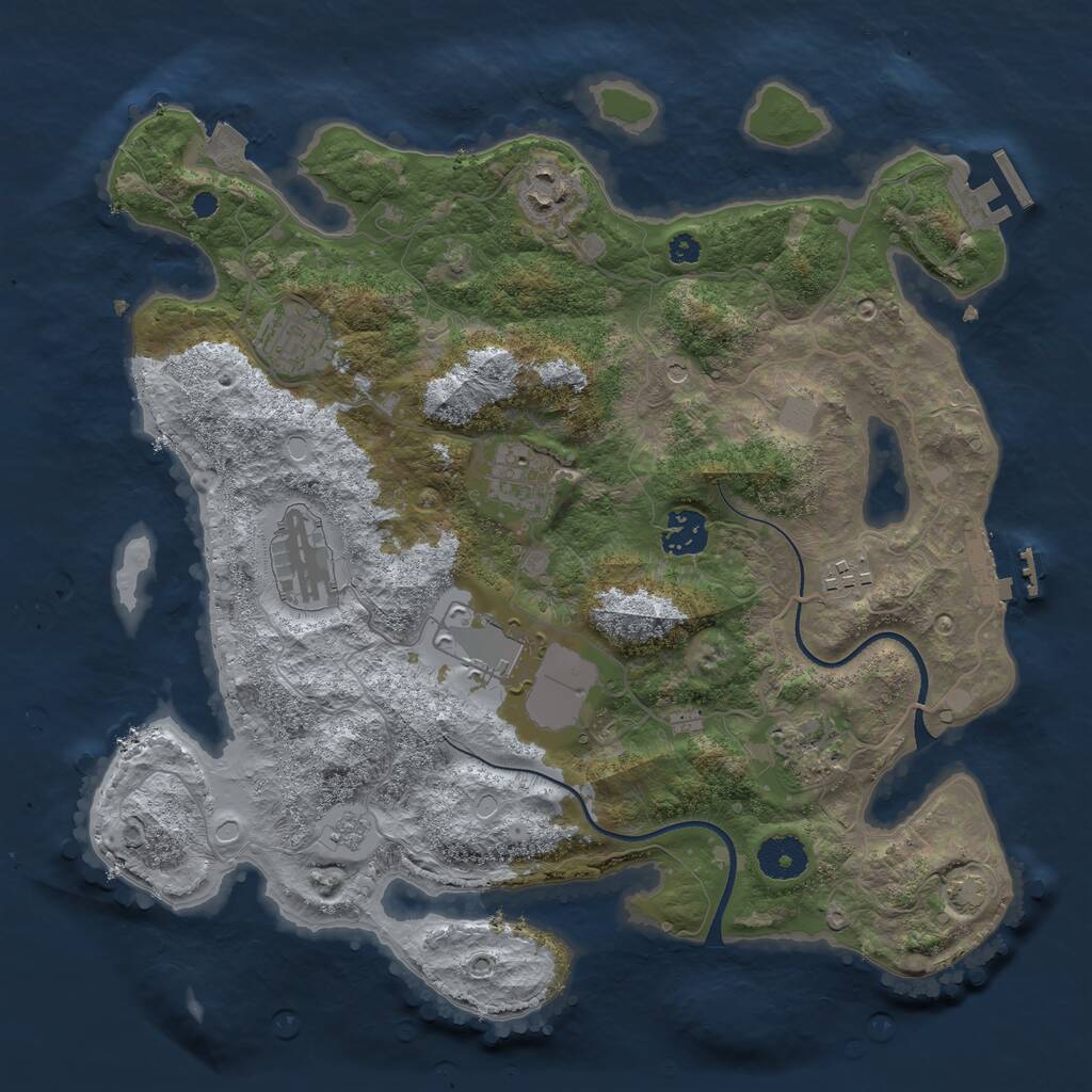 Rust Map: Procedural Map, Size: 3500, Seed: 1540281929, 14 Monuments