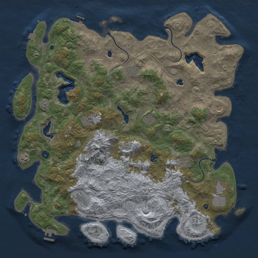 Rust Map: Procedural Map, Size: 5000, Seed: 1054151028, 17 Monuments