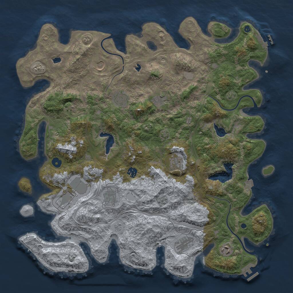 Rust Map: Procedural Map, Size: 4500, Seed: 3512, 16 Monuments