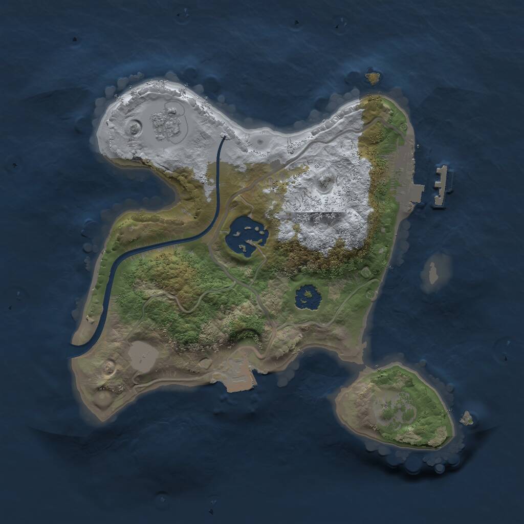 Rust Map: Procedural Map, Size: 2000, Seed: 2058267588, 4 Monuments