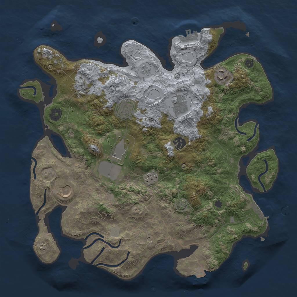 Rust Map: Procedural Map, Size: 3550, Seed: 38954916, 16 Monuments