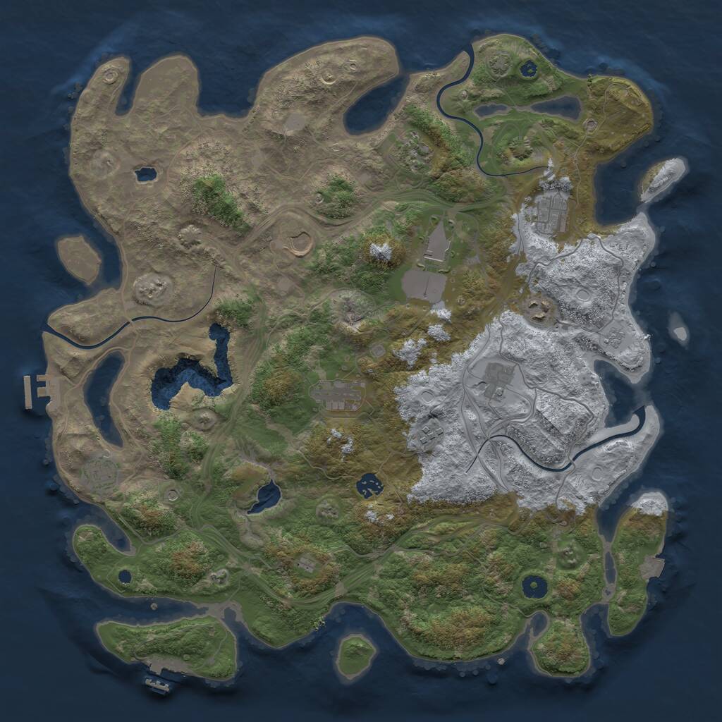 Rust Map: Procedural Map, Size: 4400, Seed: 74034815, 16 Monuments