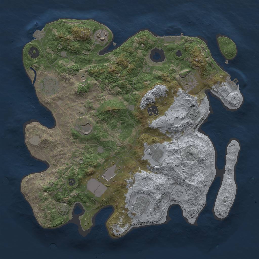 Rust Map: Procedural Map, Size: 3500, Seed: 212345183, 17 Monuments