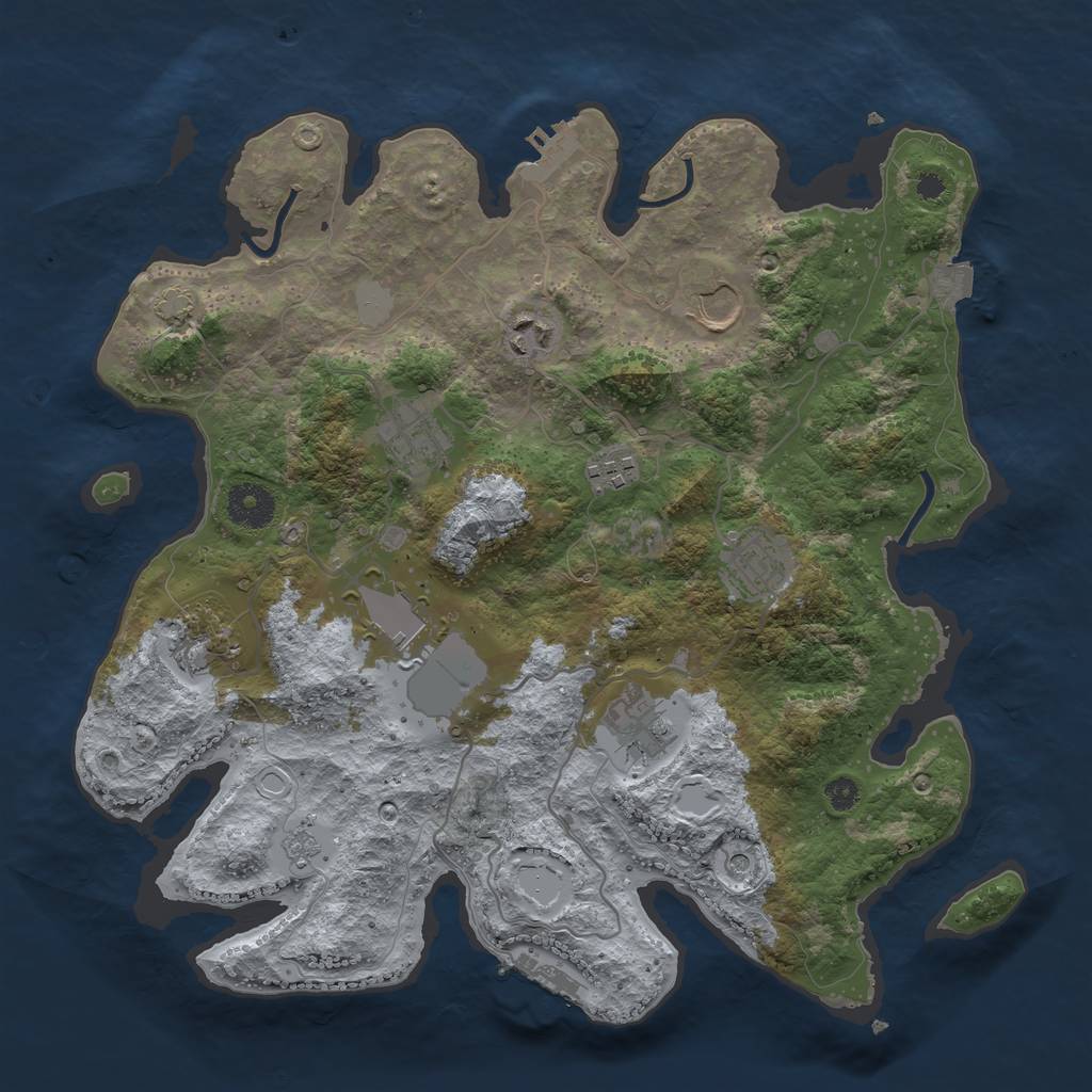 Rust Map: Procedural Map, Size: 3500, Seed: 40191049, 16 Monuments