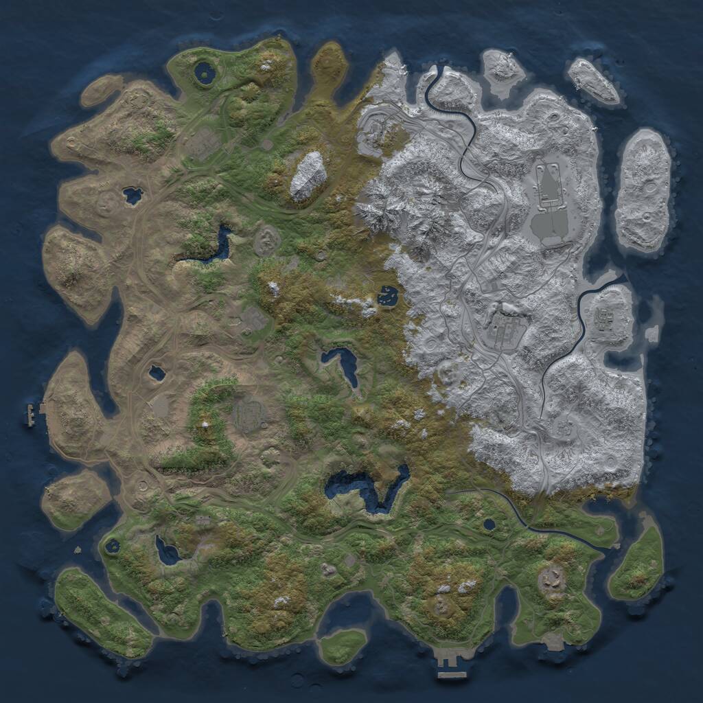 Rust Map: Procedural Map, Size: 5000, Seed: 678, 15 Monuments