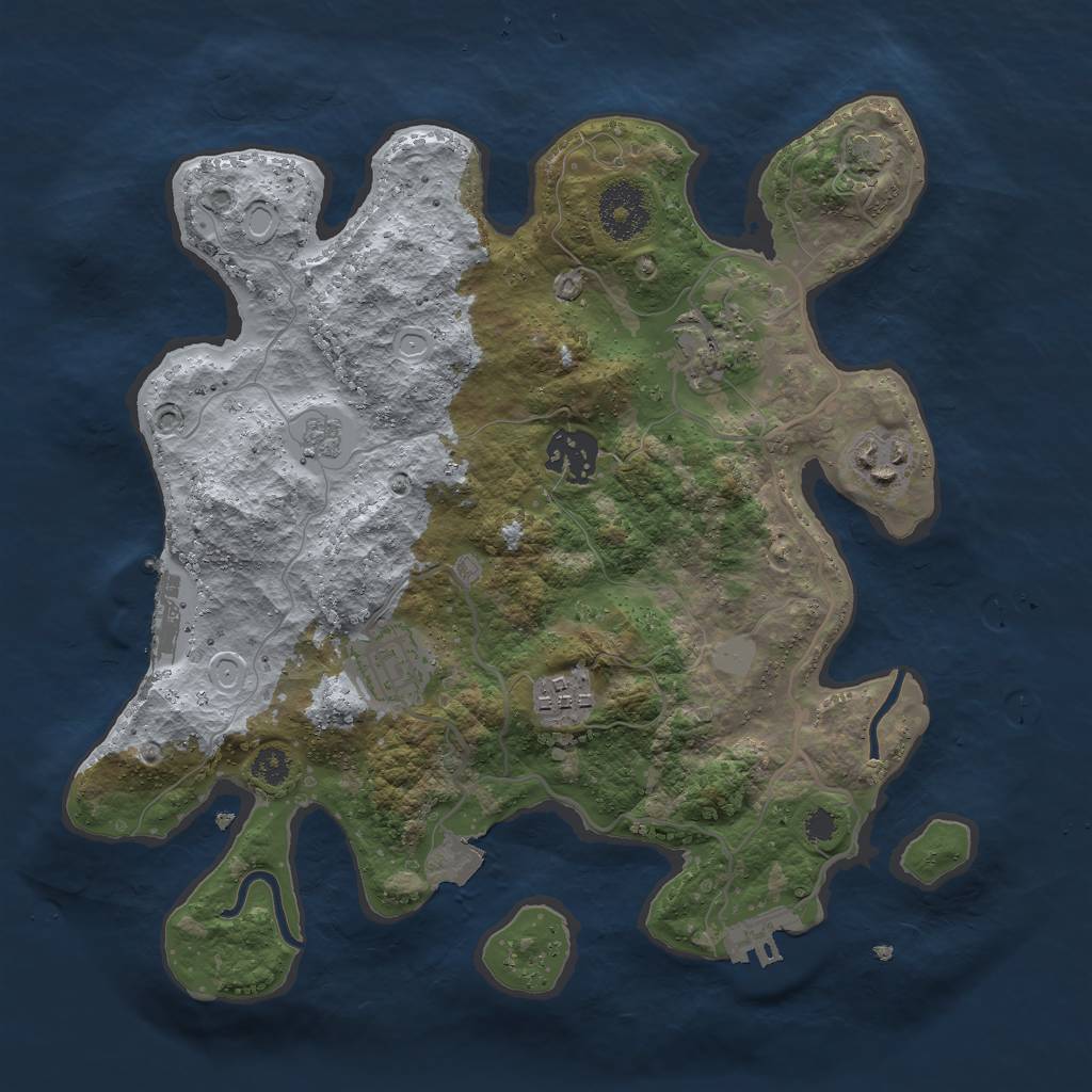 Rust Map: Procedural Map, Size: 3000, Seed: 1688229521, 12 Monuments