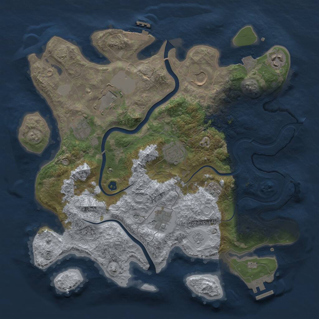 Rust Map: Procedural Map, Size: 3500, Seed: 264854957, 13 Monuments