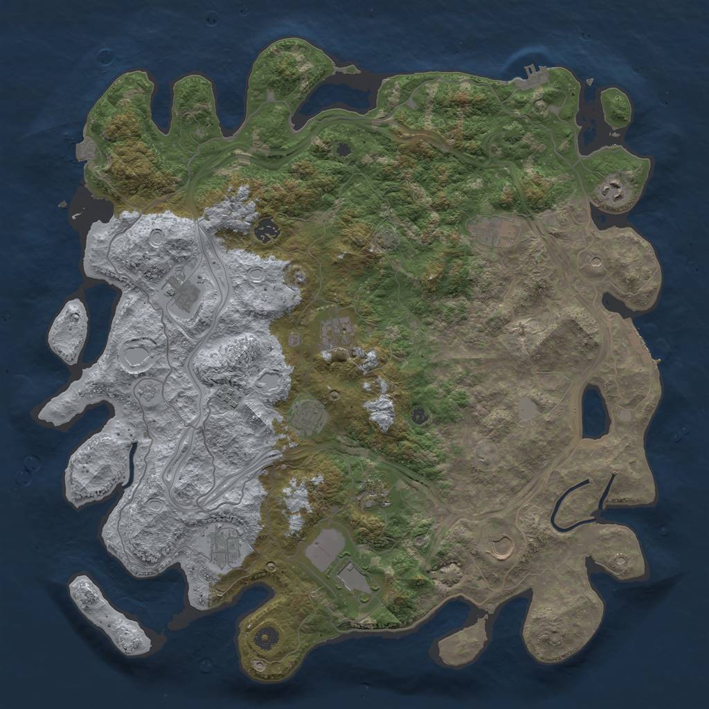 Rust Map: Procedural Map, Size: 4500, Seed: 491049271, 19 Monuments