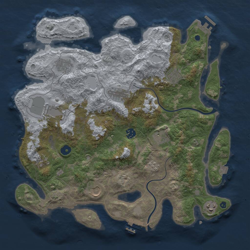 Rust Map: Procedural Map, Size: 3750, Seed: 1696321431, 16 Monuments