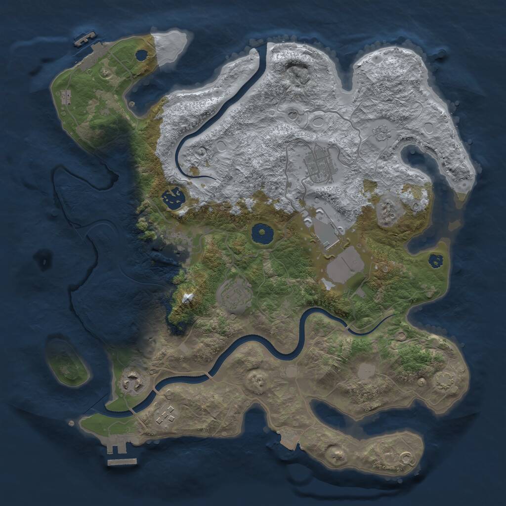 Rust Map: Procedural Map, Size: 3500, Seed: 27109733, 13 Monuments