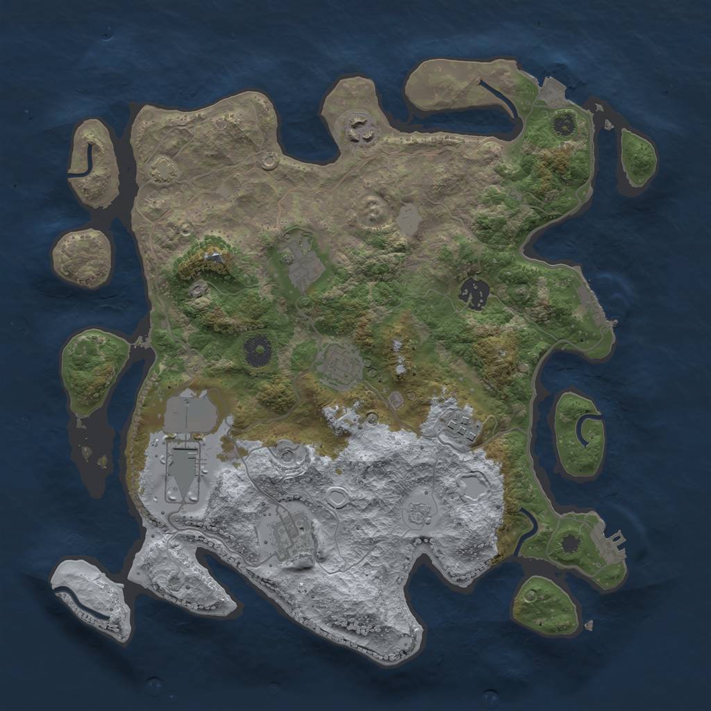 Rust Map: Procedural Map, Size: 3500, Seed: 1162307289, 15 Monuments