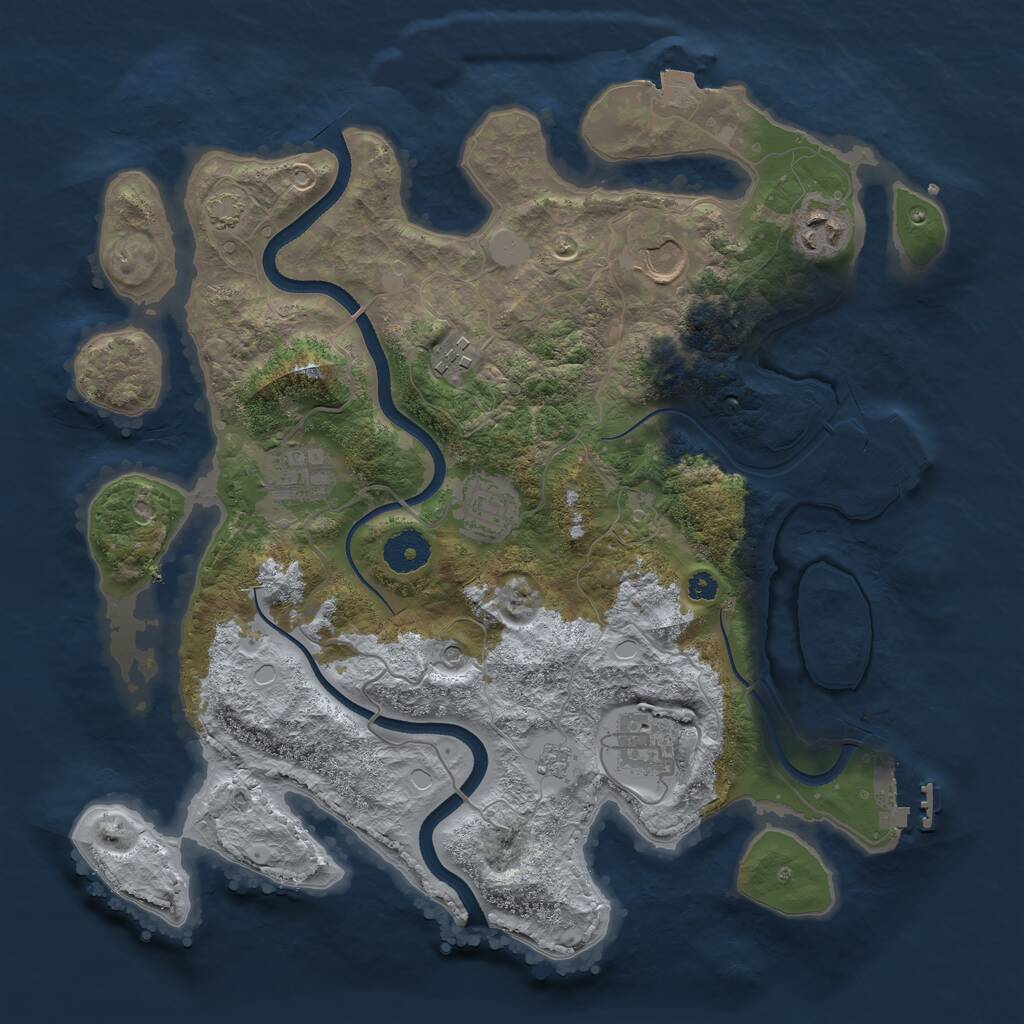 Rust Map: Procedural Map, Size: 3500, Seed: 1162307289, 12 Monuments