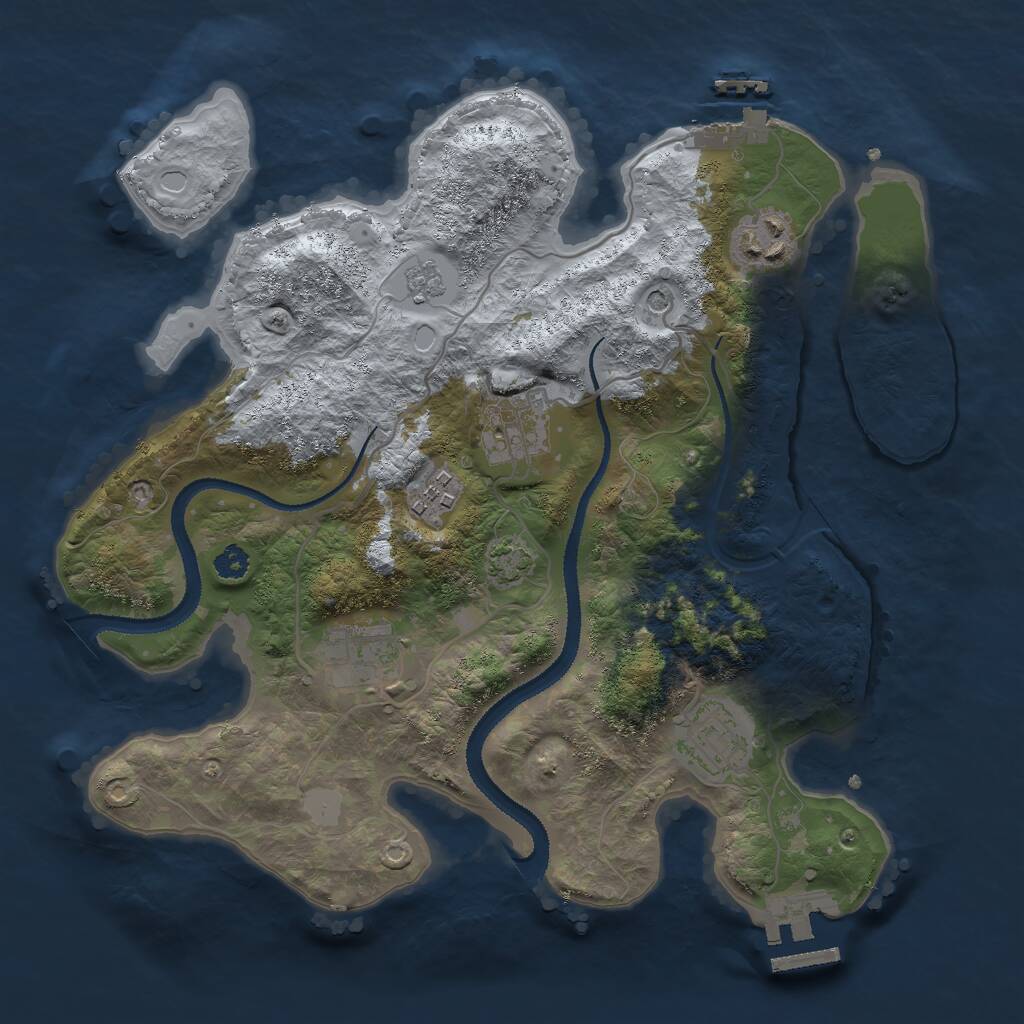 Rust Map: Procedural Map, Size: 3000, Seed: 814337332, 11 Monuments