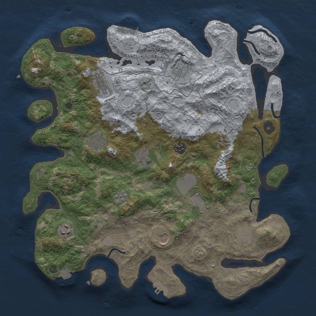 Rust Map: Procedural Map, Size: 4000, Seed: 520164207, 19 Monuments