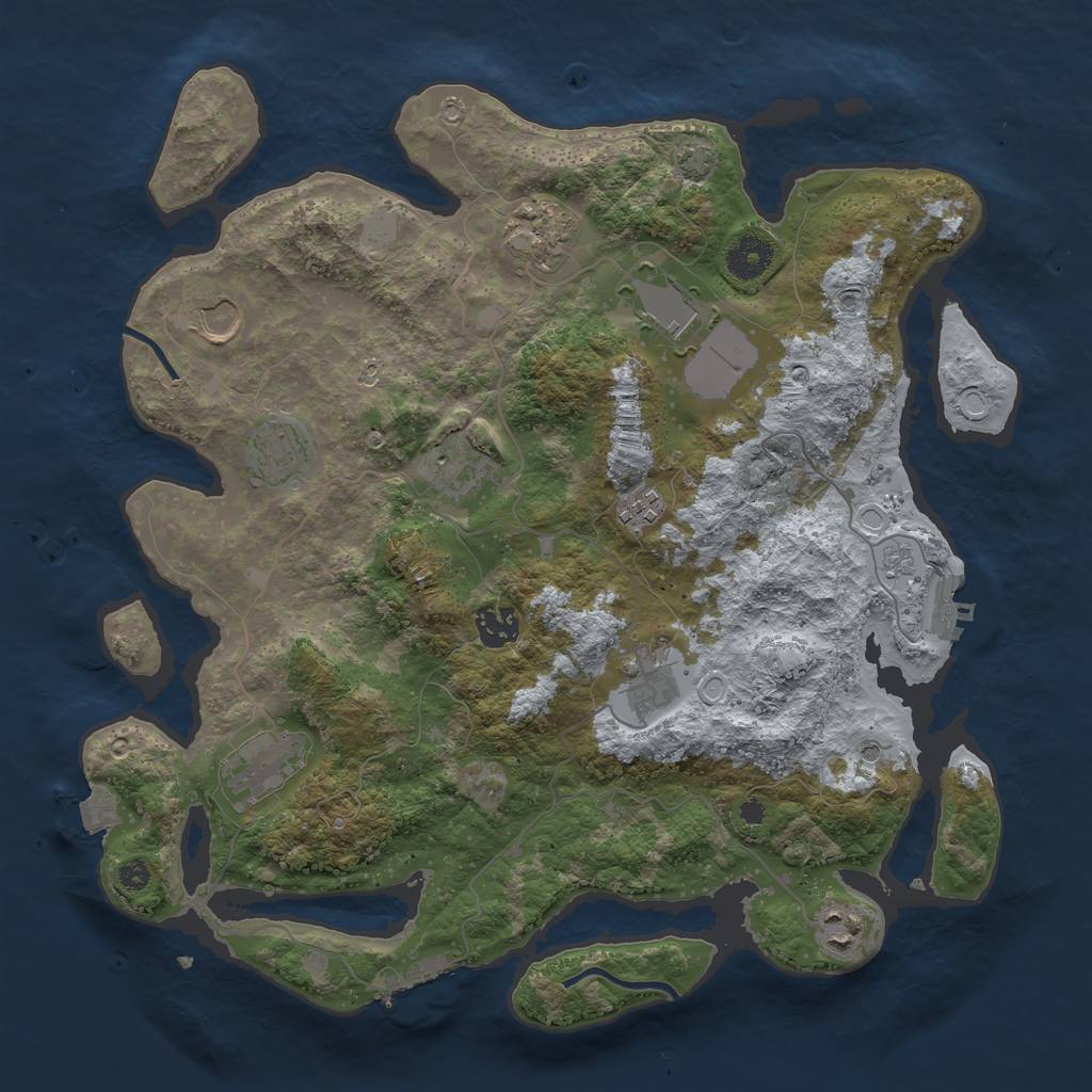 Rust Map: Procedural Map, Size: 3700, Seed: 1227431027, 18 Monuments