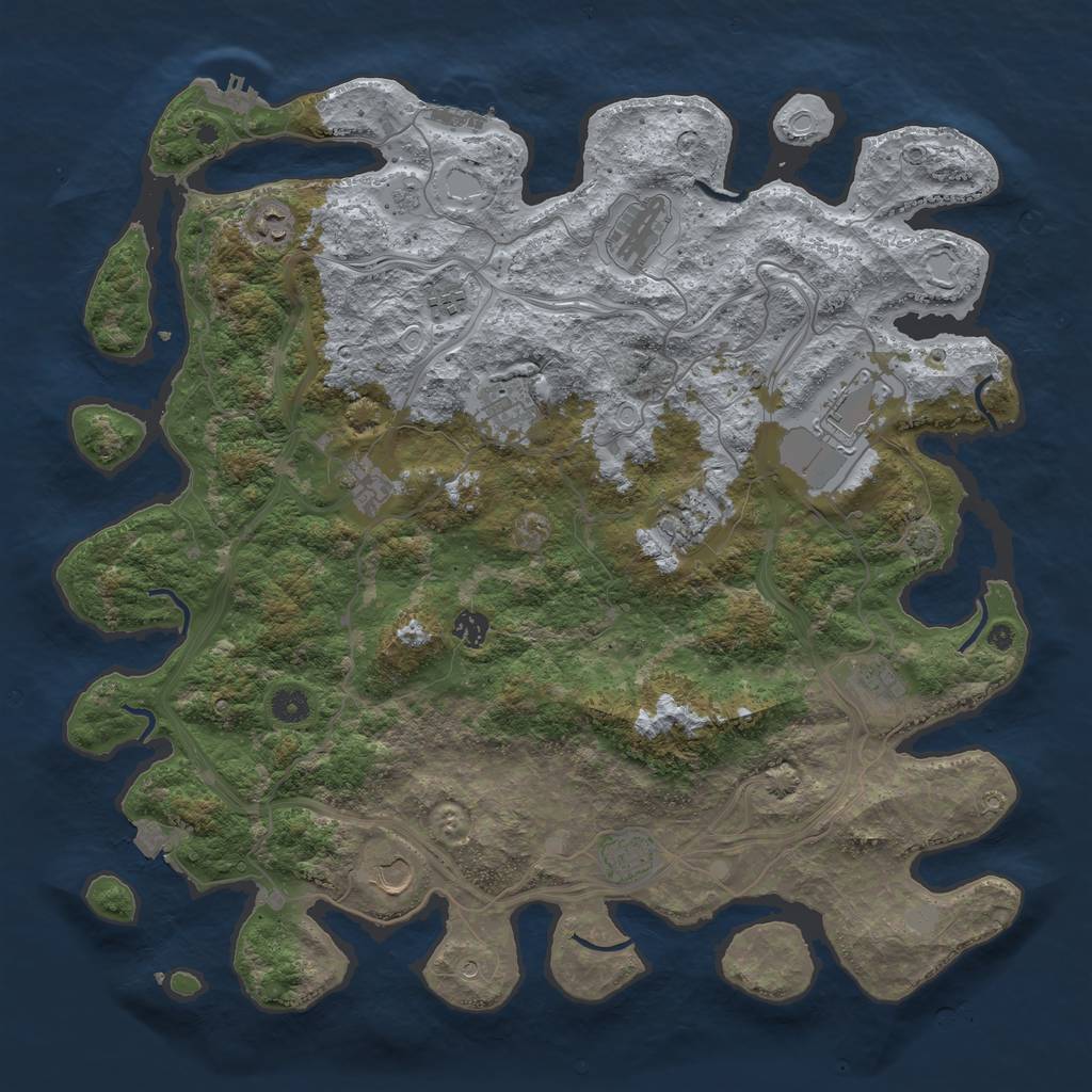 Rust Map: Procedural Map, Size: 4500, Seed: 2065749788, 19 Monuments