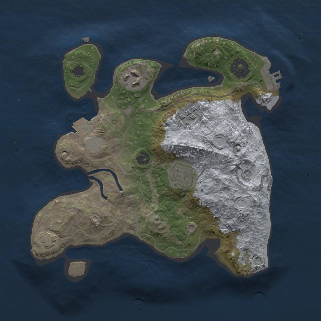 Rust Map: Procedural Map, Size: 2500, Seed: 135409359, 9 Monuments