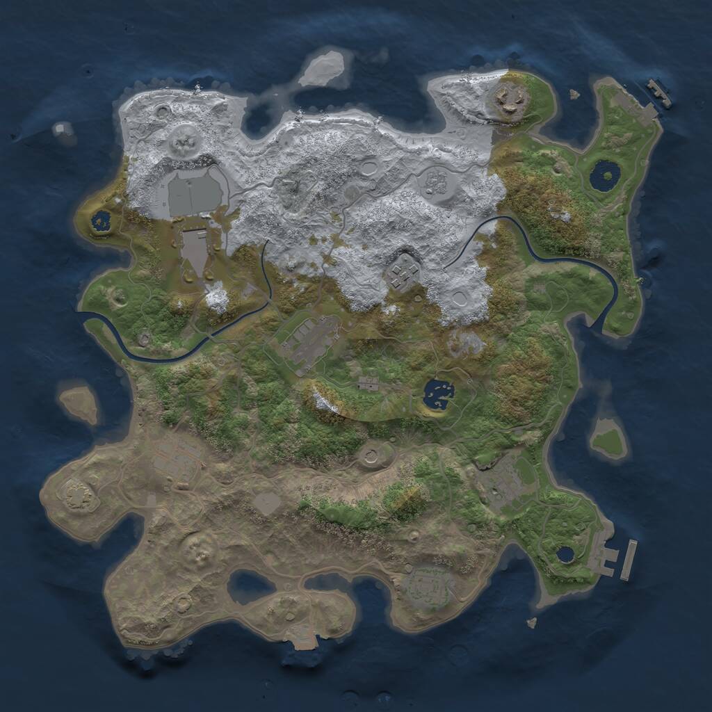 Rust Map: Procedural Map, Size: 3500, Seed: 1484281208, 14 Monuments