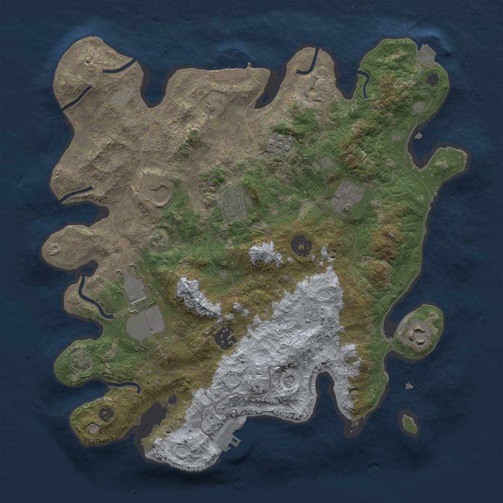 Rust Map: Procedural Map, Size: 3500, Seed: 1249428050, 15 Monuments