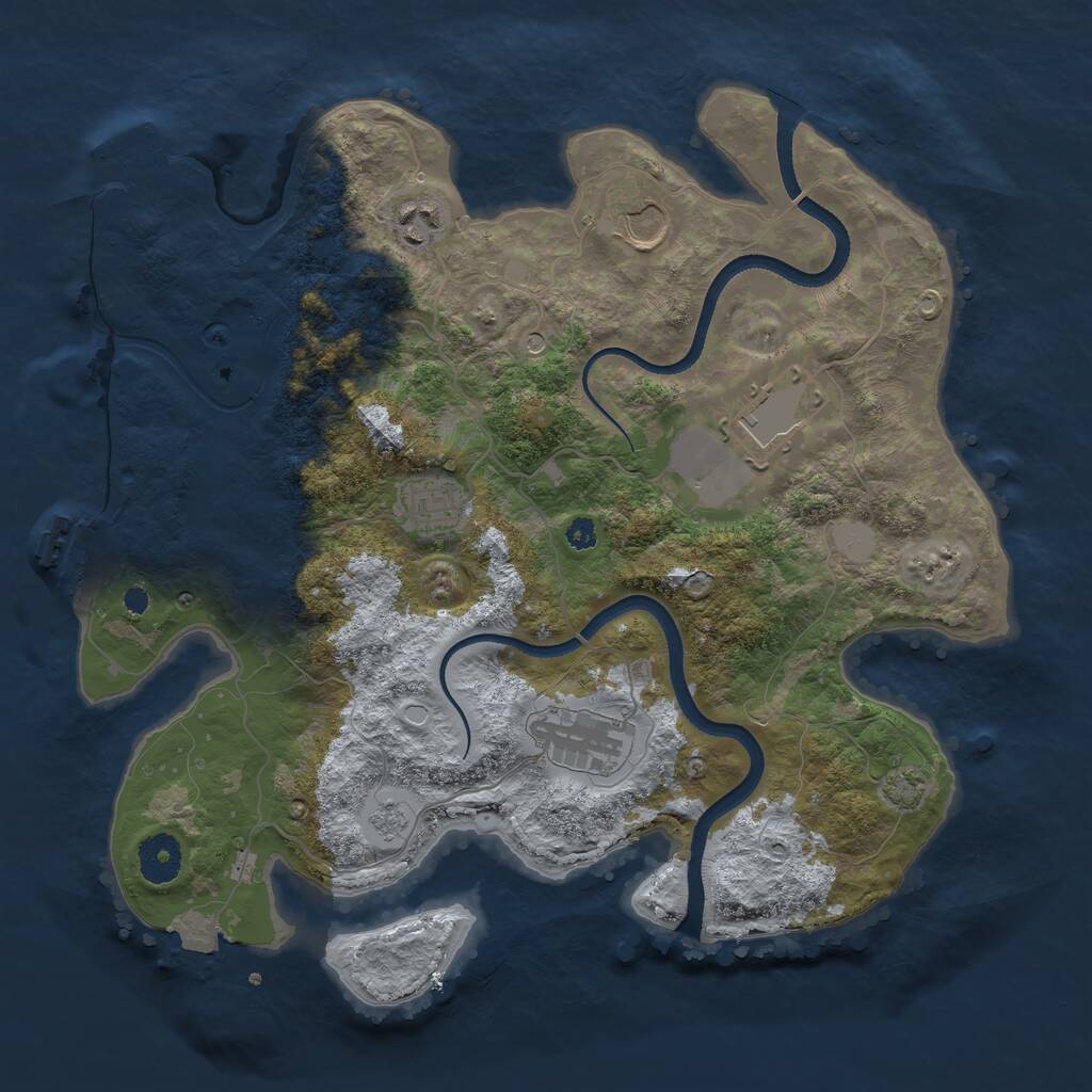 Rust Map: Procedural Map, Size: 3500, Seed: 890526403, 11 Monuments