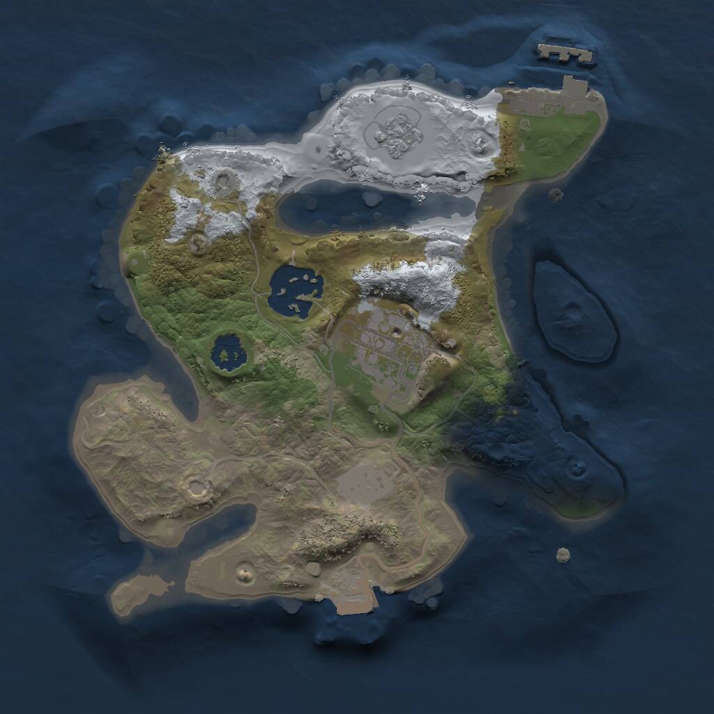 Rust Map: Procedural Map, Size: 2000, Seed: 1851496616, 5 Monuments