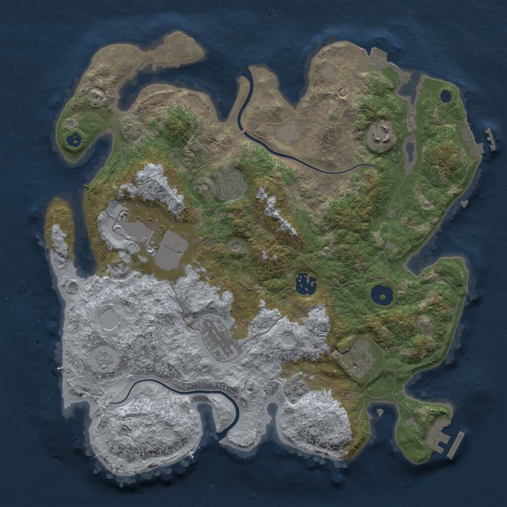 Rust Map: Procedural Map, Size: 3500, Seed: 407751068, 13 Monuments