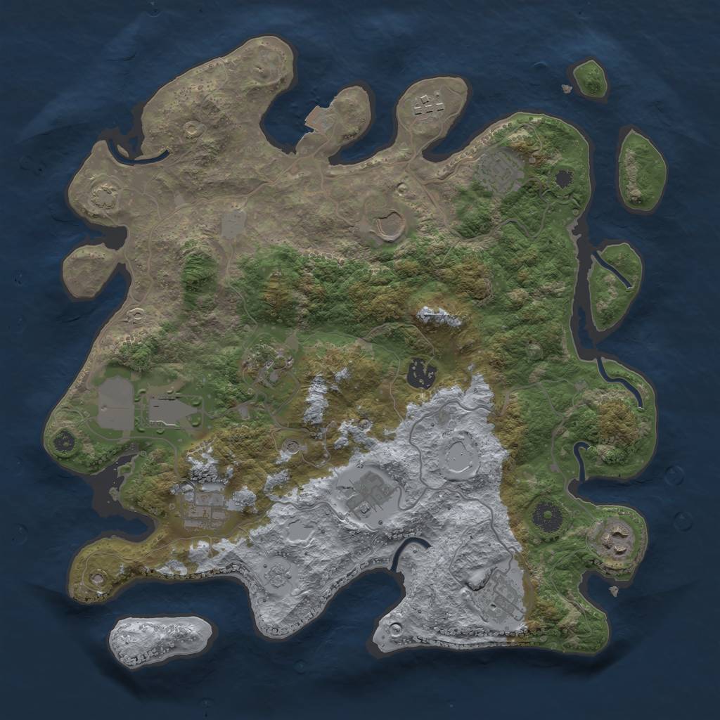Rust Map: Procedural Map, Size: 3600, Seed: 52348053, 16 Monuments