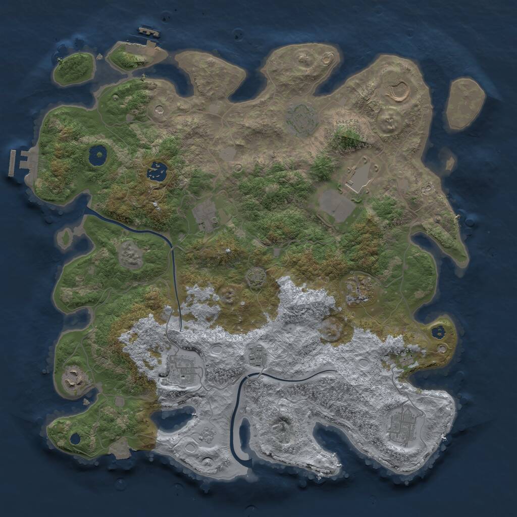 Rust Map: Procedural Map, Size: 3900, Seed: 69942152, 16 Monuments