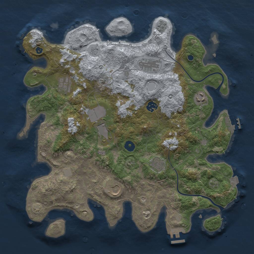 Rust Map: Procedural Map, Size: 3700, Seed: 48756, 14 Monuments