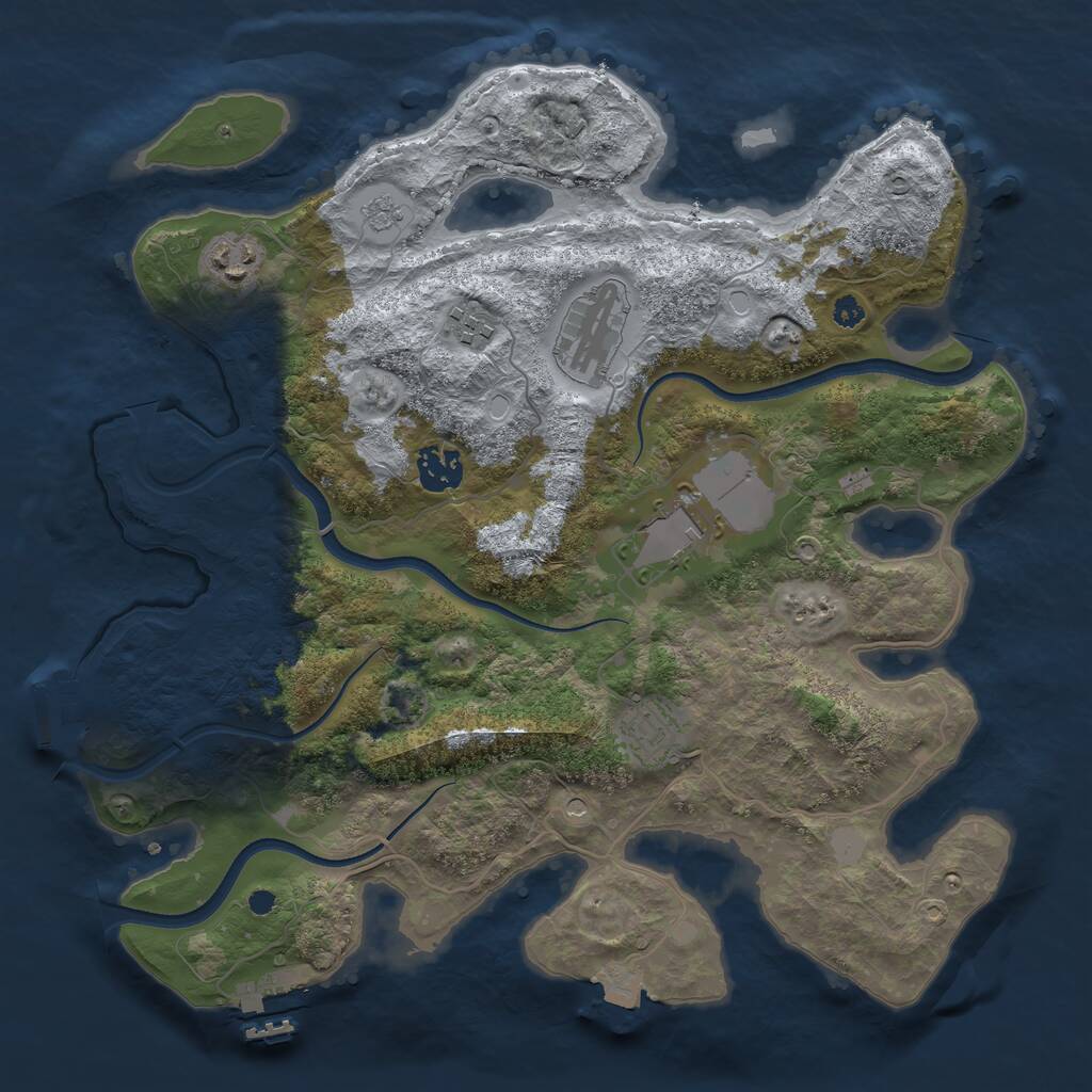 Rust Map: Procedural Map, Size: 3500, Seed: 850230516, 12 Monuments