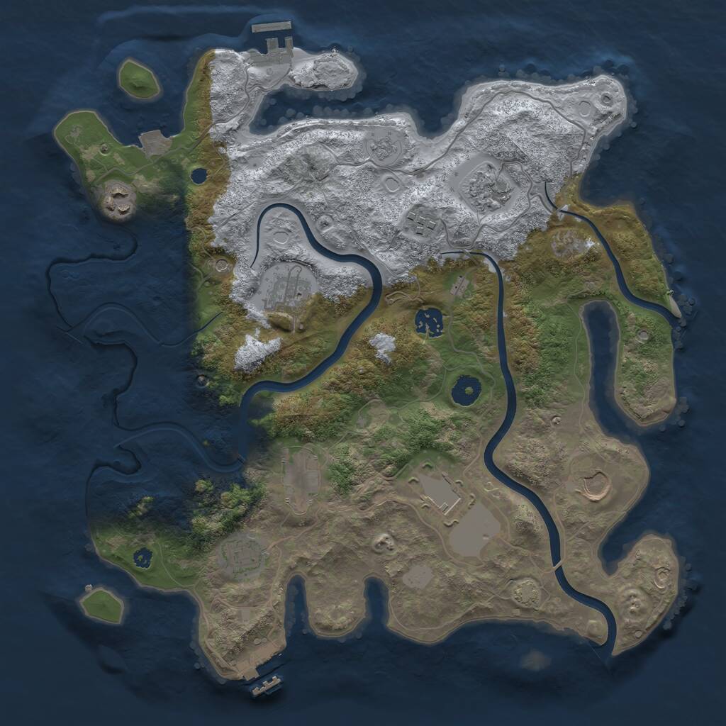 Rust Map: Procedural Map, Size: 3700, Seed: 304400662, 15 Monuments