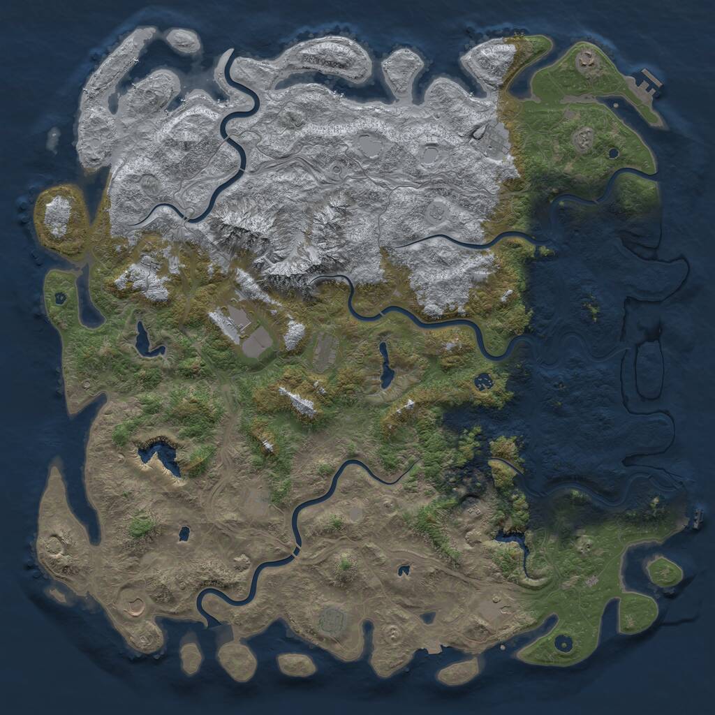 Rust Map: Procedural Map, Size: 6000, Seed: 5346352, 17 Monuments