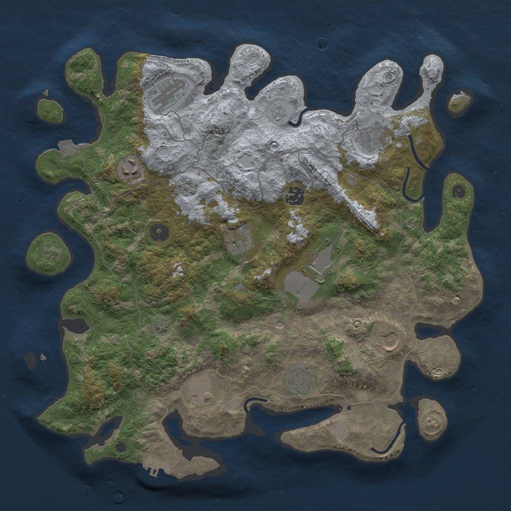 Rust Map: Procedural Map, Size: 4000, Seed: 803463142, 17 Monuments