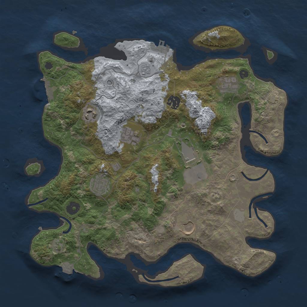 Rust Map: Procedural Map, Size: 3500, Seed: 902566546, 15 Monuments