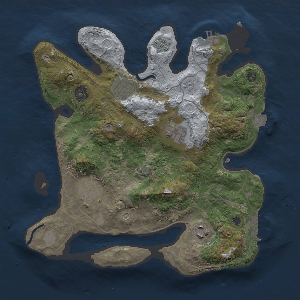 Rust Map: Procedural Map, Size: 3000, Seed: 2136101604, 13 Monuments