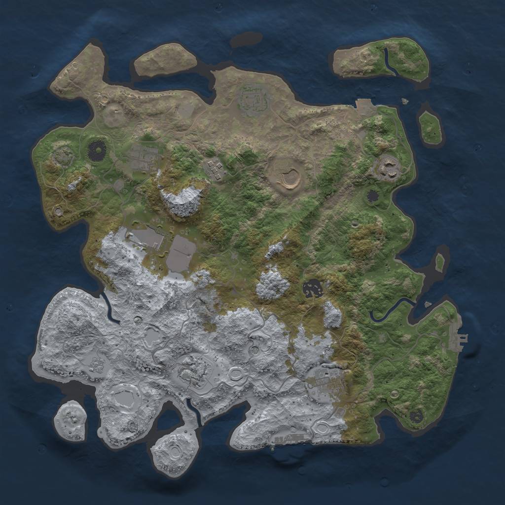 Rust Map: Procedural Map, Size: 3750, Seed: 1410353874, 17 Monuments