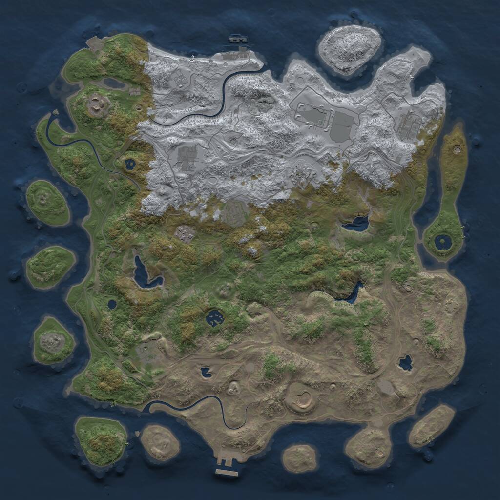 Rust Map: Procedural Map, Size: 4500, Seed: 802486874, 16 Monuments