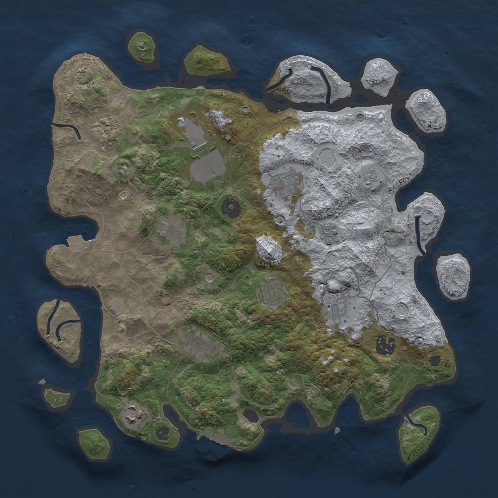 Rust Map: Procedural Map, Size: 3701, Seed: 87345333, 17 Monuments
