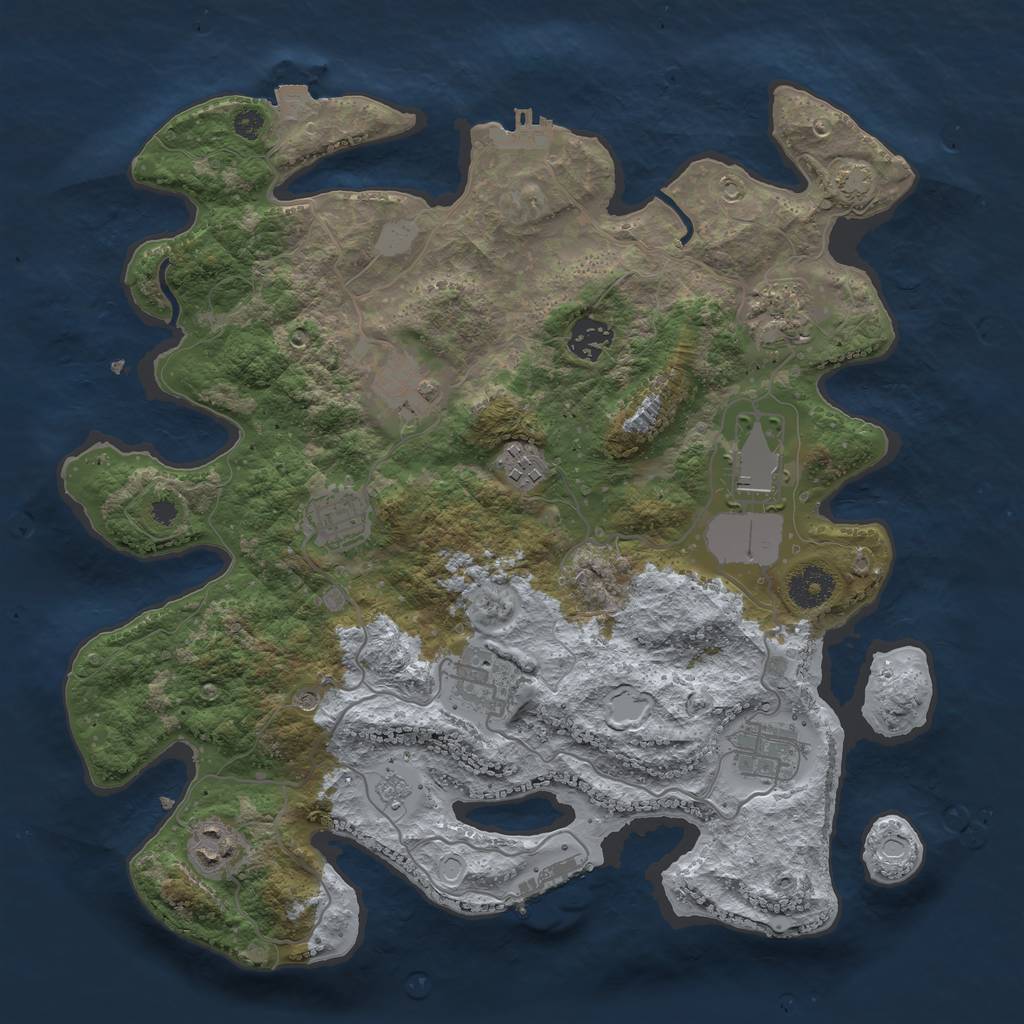 Rust Map: Procedural Map, Size: 3550, Seed: 15000, 17 Monuments