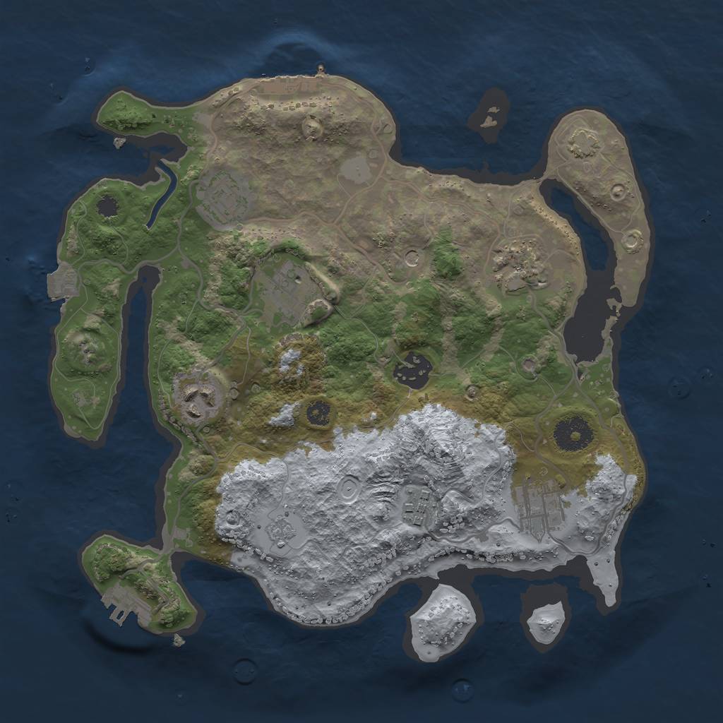 Rust Map: Procedural Map, Size: 3000, Seed: 1280256096, 15 Monuments