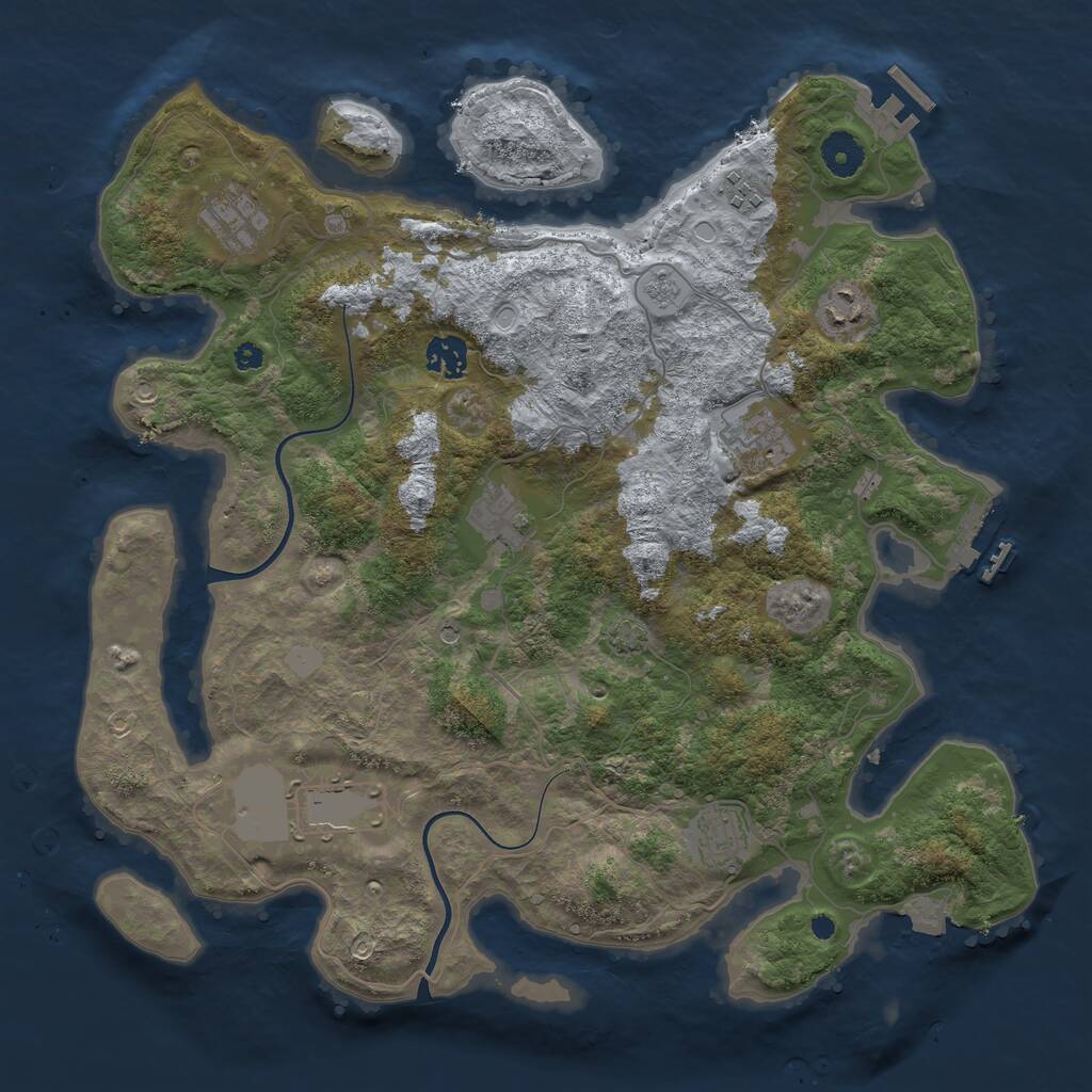 Rust Map: Procedural Map, Size: 3800, Seed: 56553, 14 Monuments