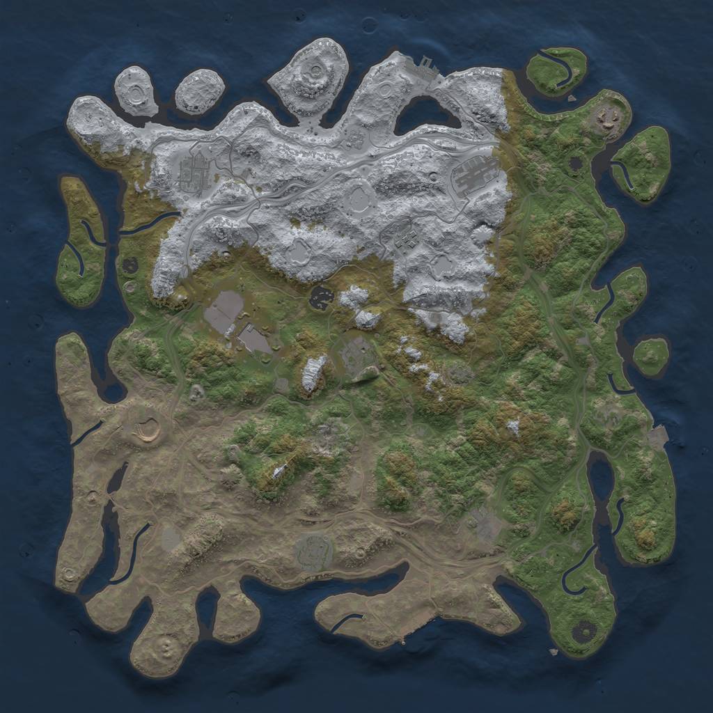 Rust Map: Procedural Map, Size: 4500, Seed: 1324626814, 18 Monuments