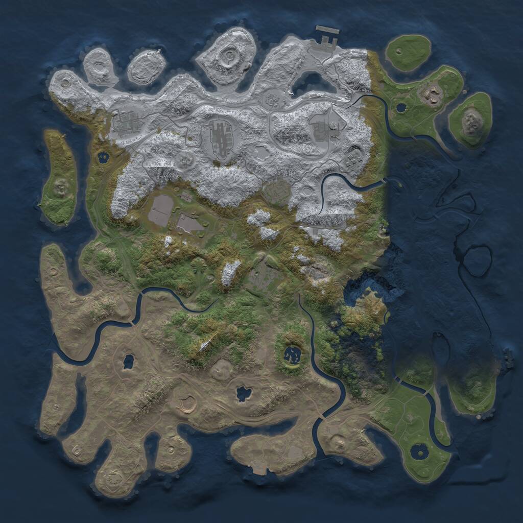 Rust Map: Procedural Map, Size: 4500, Seed: 1324626814, 16 Monuments